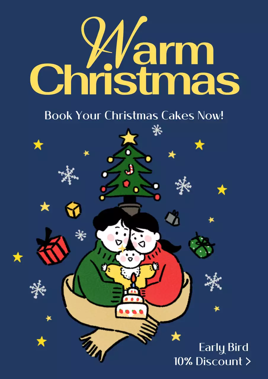 Navy Retro Christmas Promotion Poster