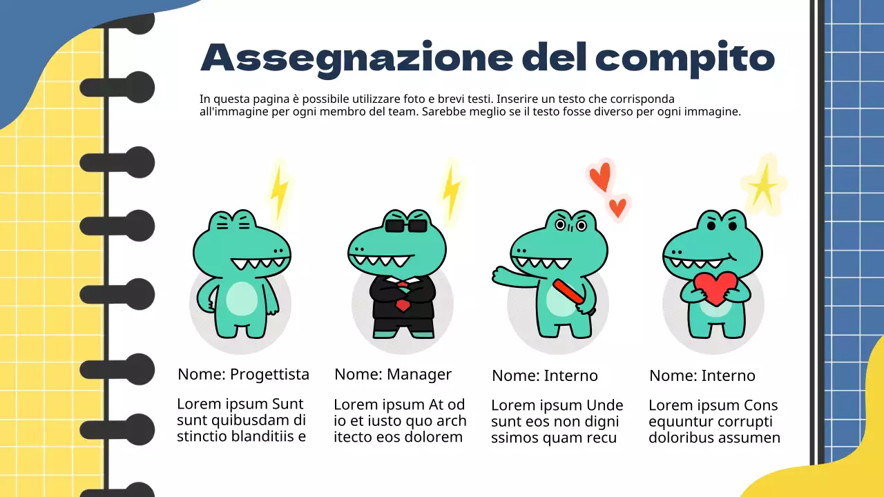 Relazione sugli appunti di marketing di tendenza blu e gialla