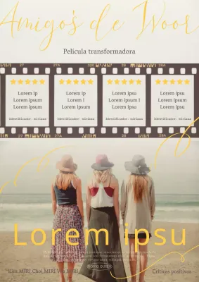 Promocione su película en un formato de revista vintage en amarillo y beige