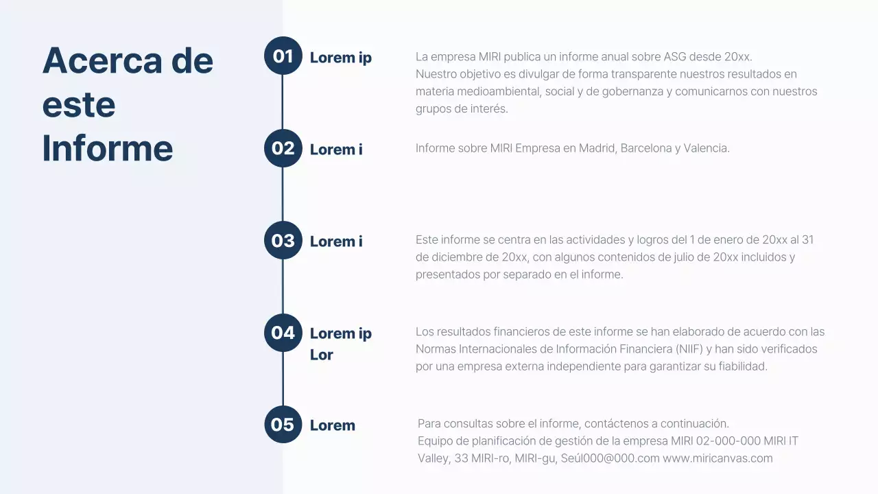 Un informe ESG sencillo en azul marino y azul claro