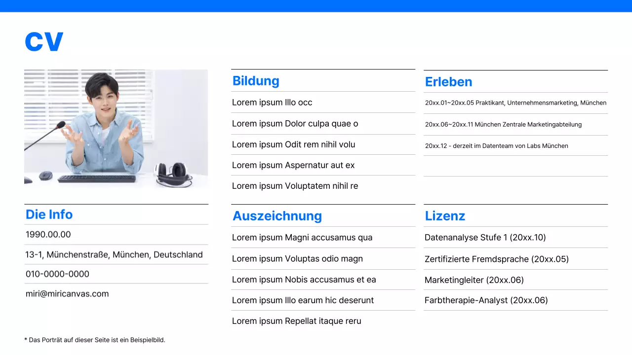 Einfache Karrieremappe mit blauem Hintergrund