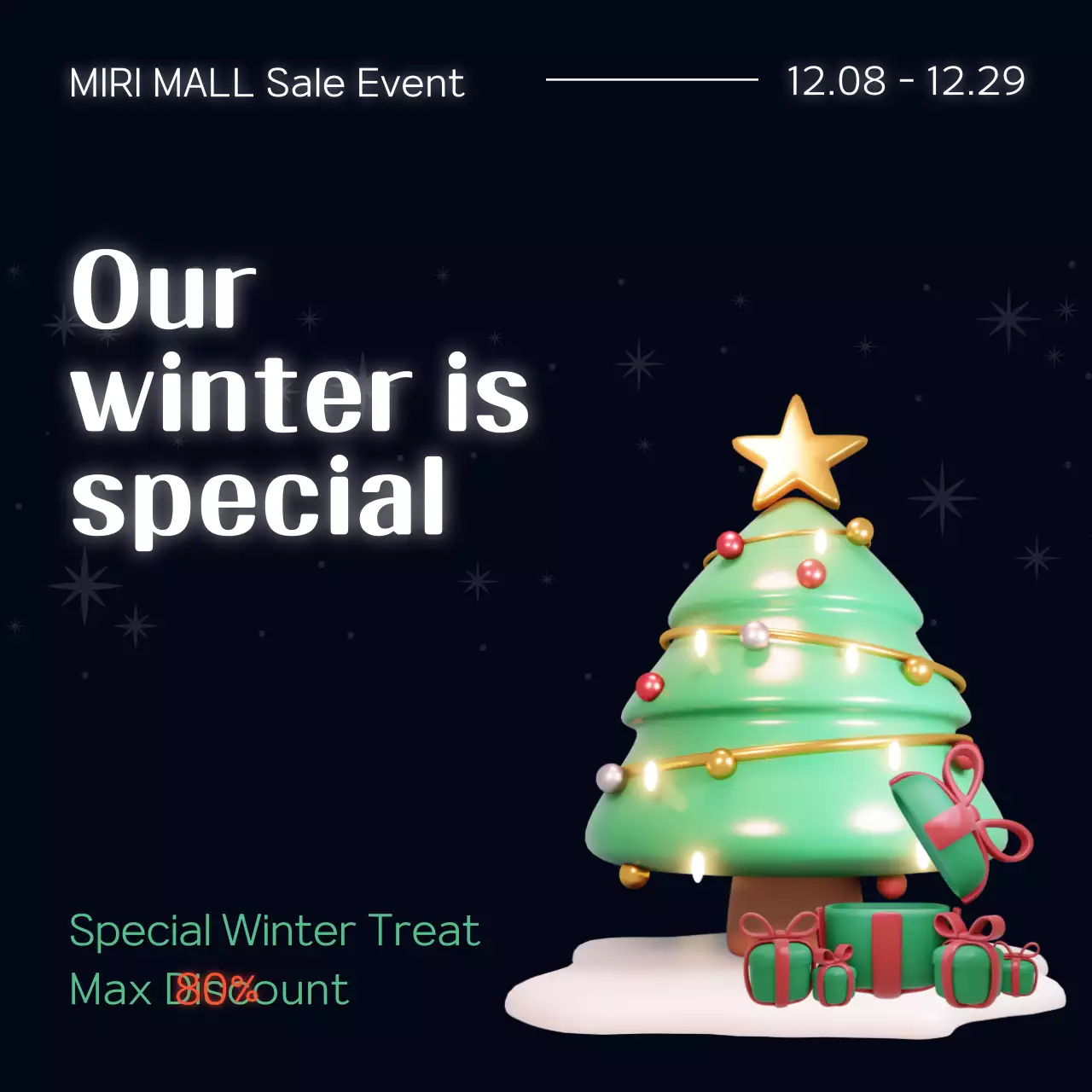 블랙 모던 윈터 프로모션 소셜 미디어 포스트