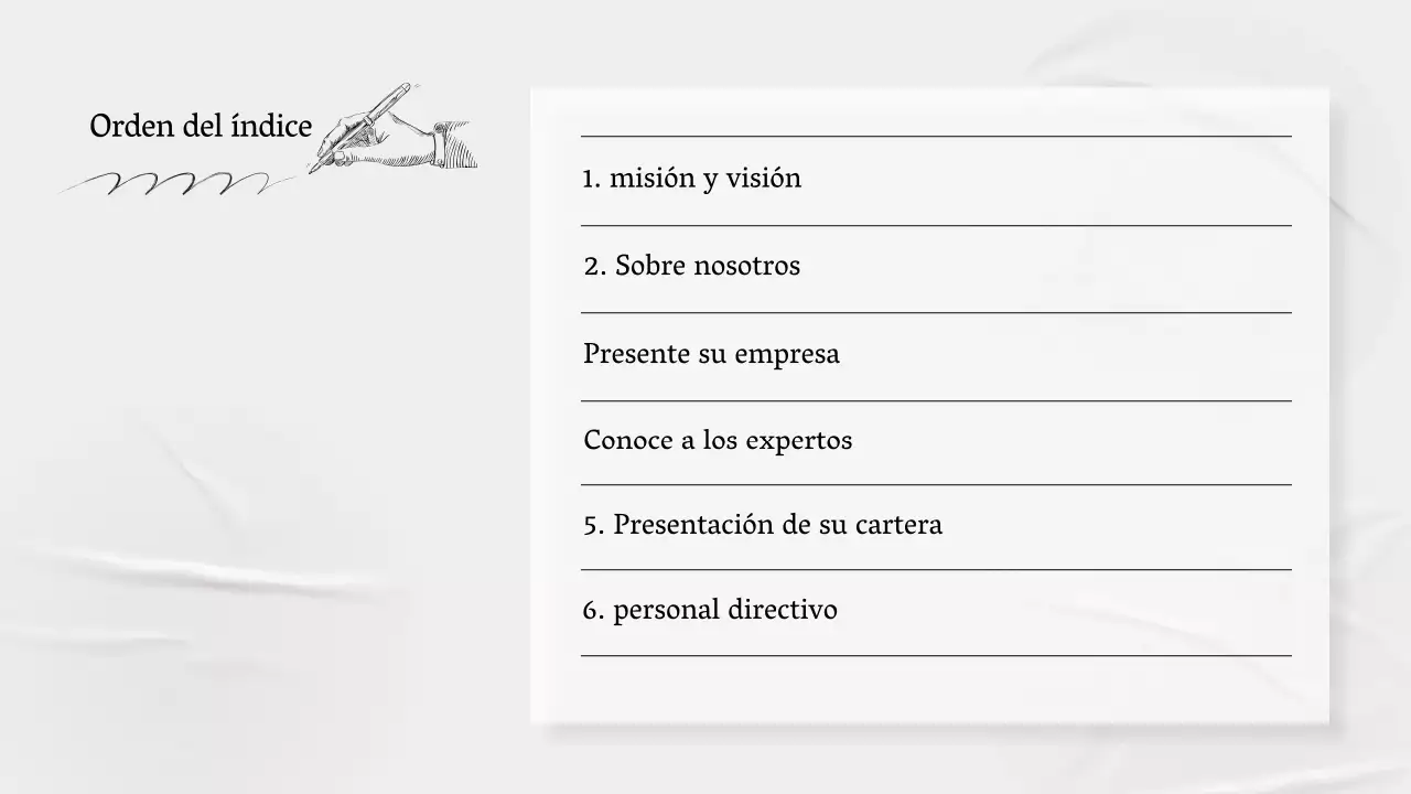 Un perfil de empresa sencillo, gris y narrativo