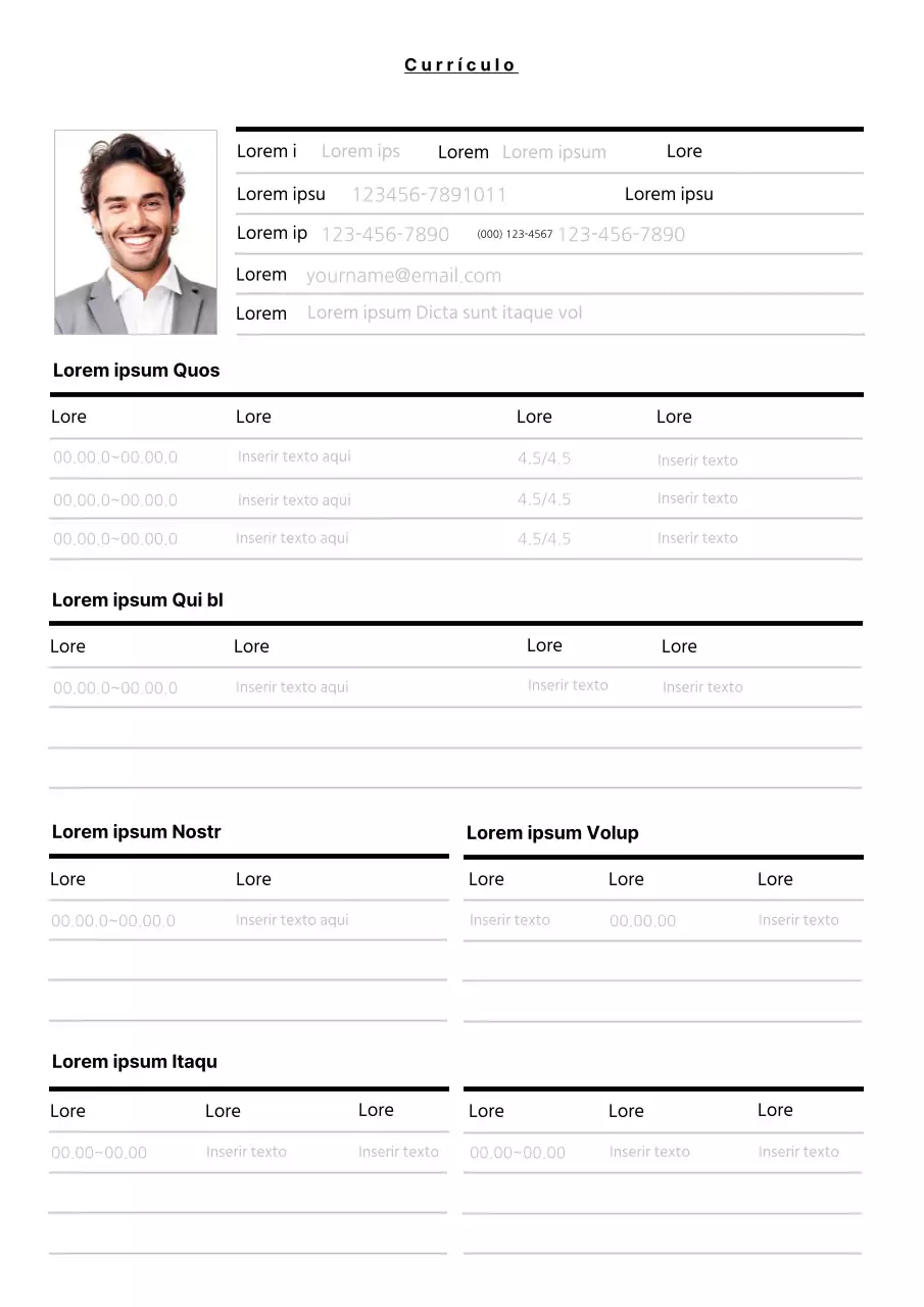 Carta de apresentação de currículo simples em branco e preto