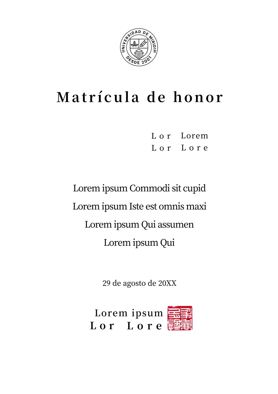 Premios universitarios a la excelencia académica con un concepto de formulario limpio