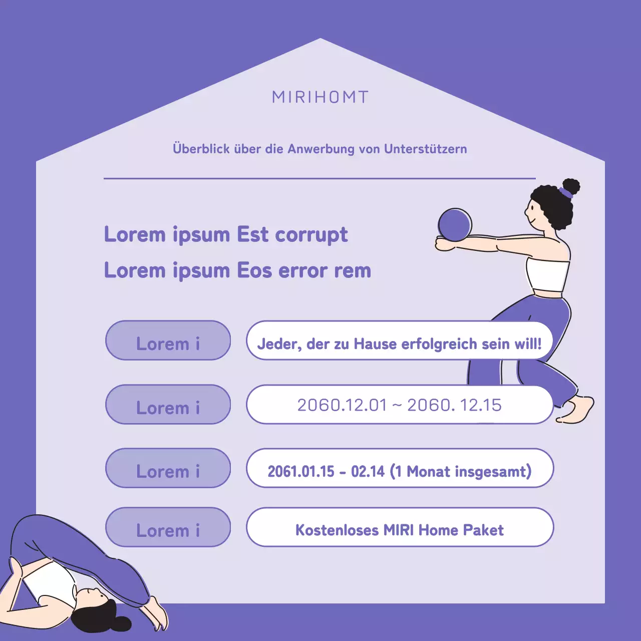 Werben Sie mit einem lilafarbenen, modernen Workout für zu Hause, um Unterstützer zu gewinnen