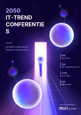 Promoot een digitale conferentie met een cybergevoel in marineblauw en paars