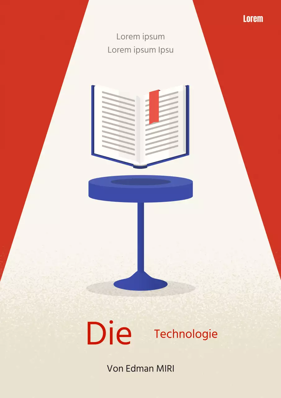 Einfacher, schnell lesbarer technischer Umschlag in Rot und Blau