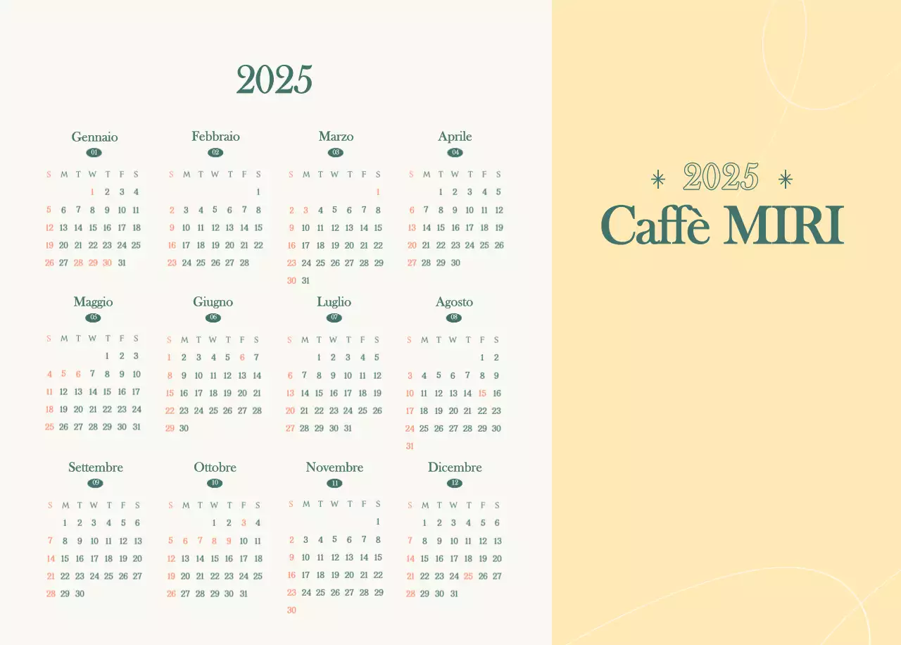 Calendario dei bar con i consigli per le bevande del mese