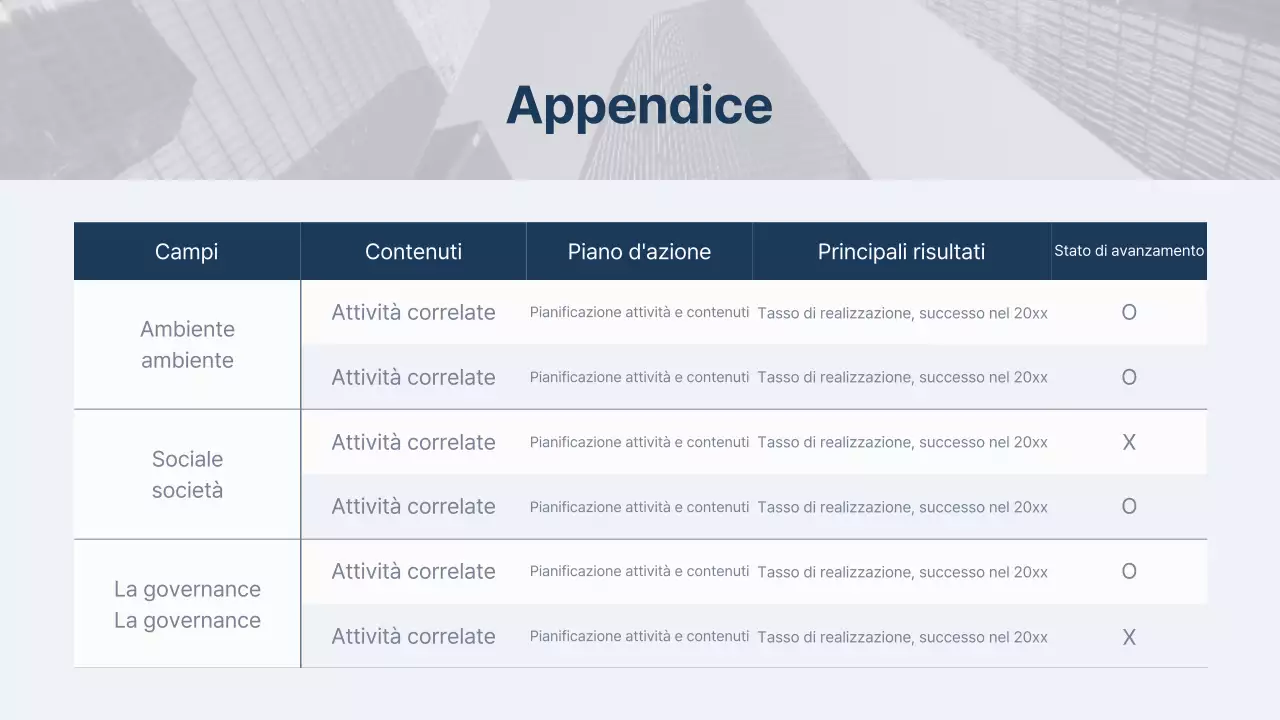 Un semplice rapporto ESG in blu navy e blu chiaro