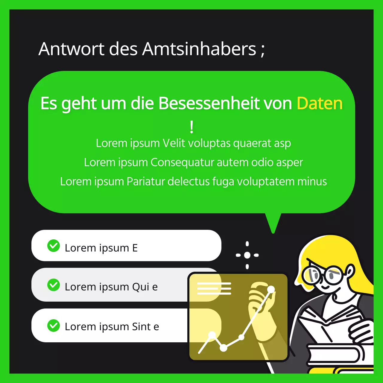 Informationen zum Vorstellungsgespräch im trendigen Stil von Lindgrün und Schwarz