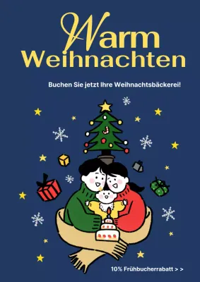 Einfache Weihnachtskuchen-Rabattanzeige in Marineblau und Grün