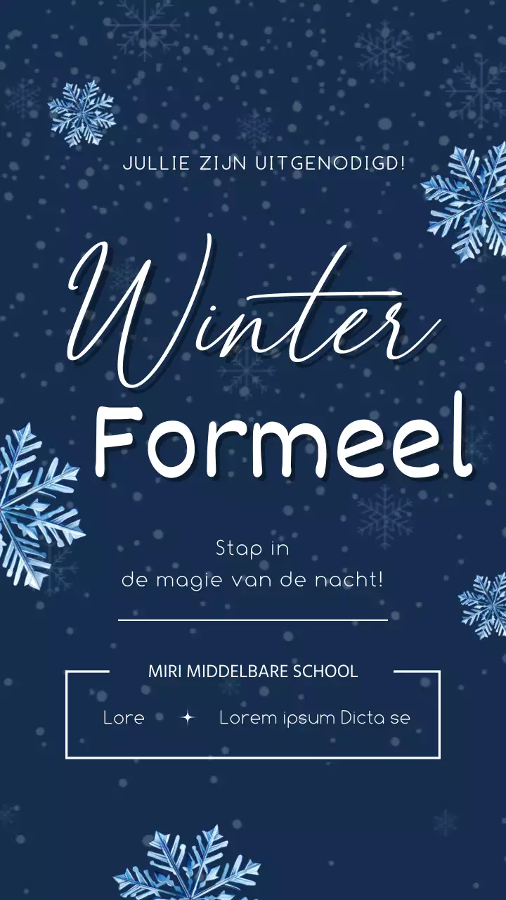 Uitnodiging voor klassieke winterdans in marine en wit