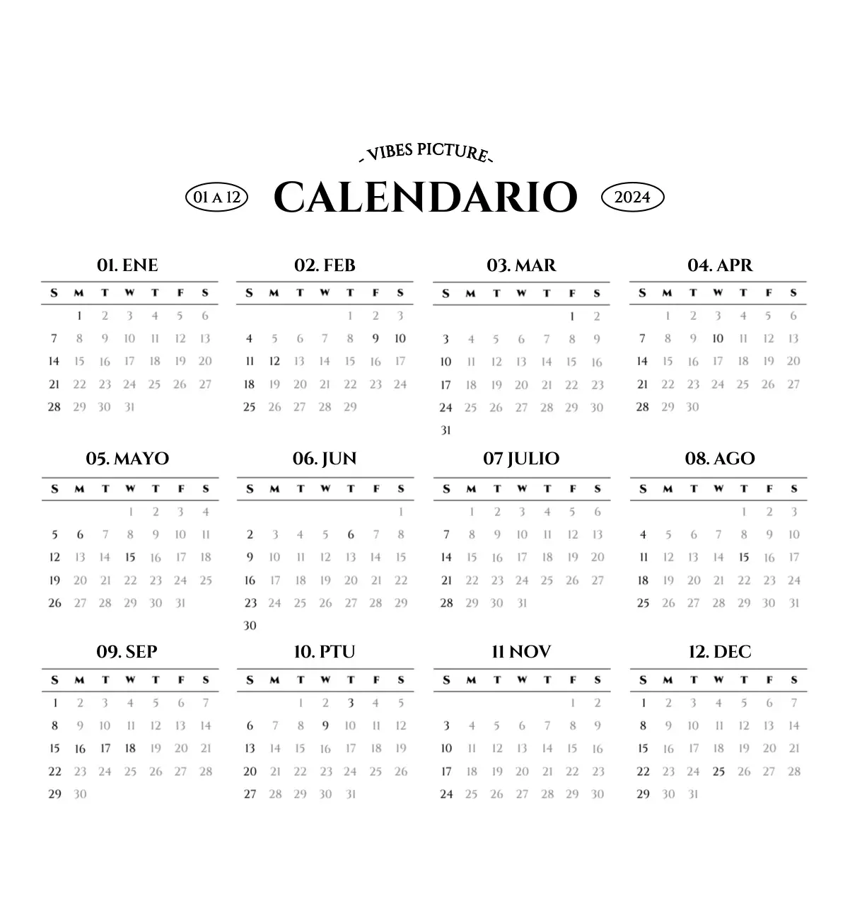 Calendario de pared de estilo sencillo con concepto de fotografía de viajes emocional en blanco y negro