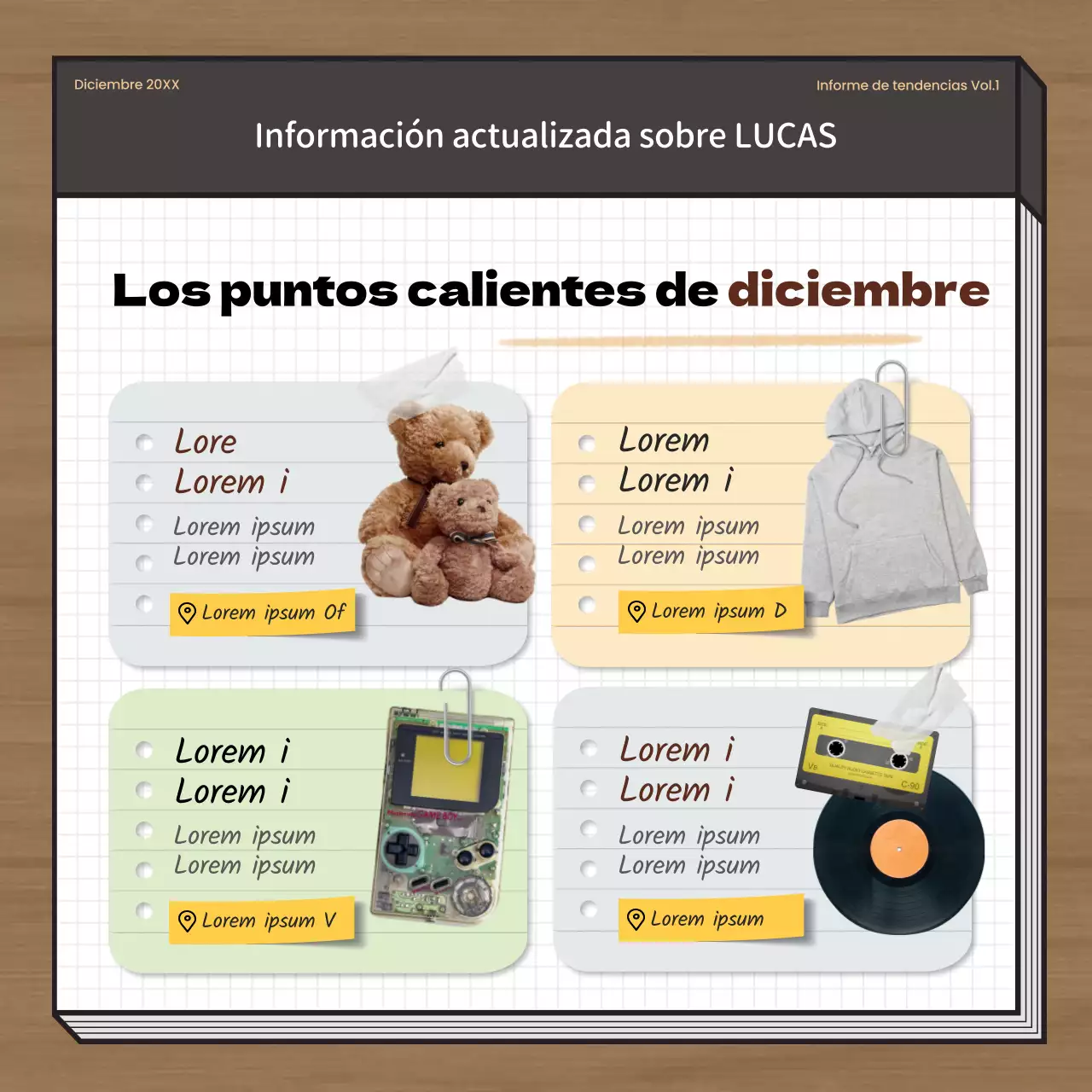 Guía de notas kitsch y modernas en marrón y gris