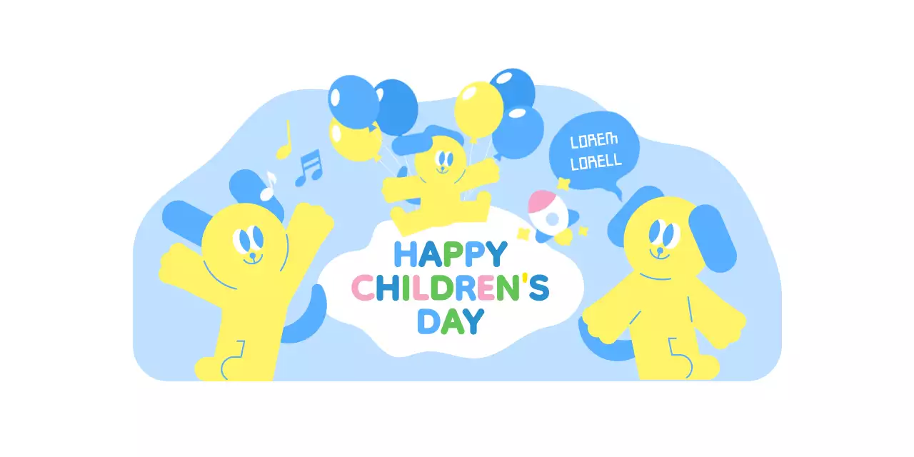 Children's Day event stilt walker with colorful and cute characters