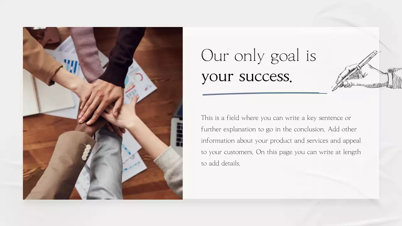 A simple, gray, storytelling company profile