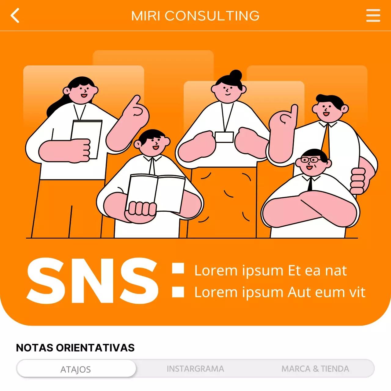 Promueva una moderna consultoría de redes sociales en naranja y blanco