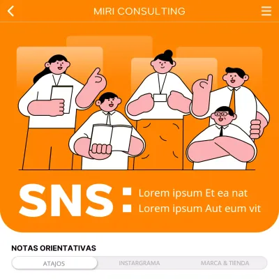Promueva una moderna consultoría de redes sociales en naranja y blanco