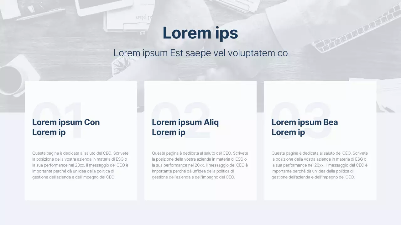 Un semplice rapporto ESG in blu navy e blu chiaro