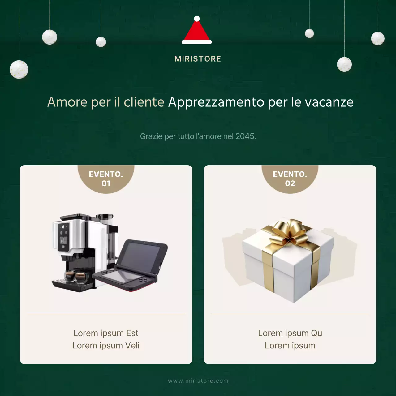 Un brief di marketing natalizio rosso e verde