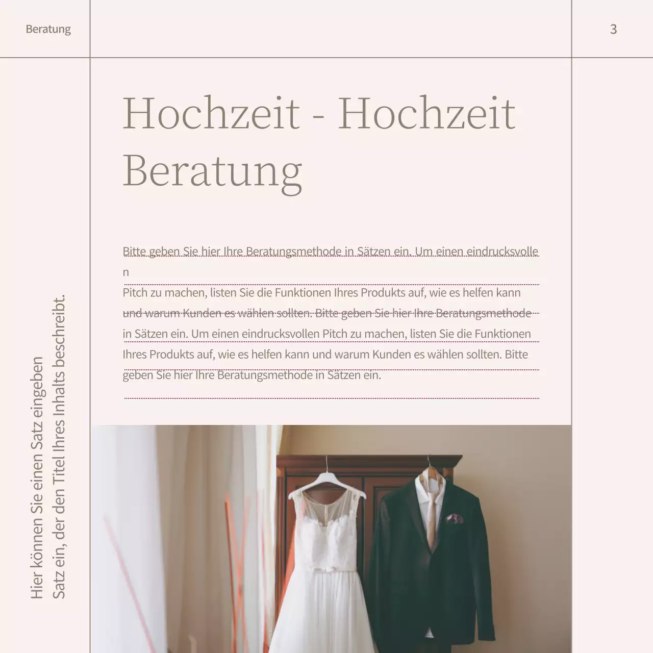 Werbung für eine moderne Hochzeitsmarke in Rosa und Braun
