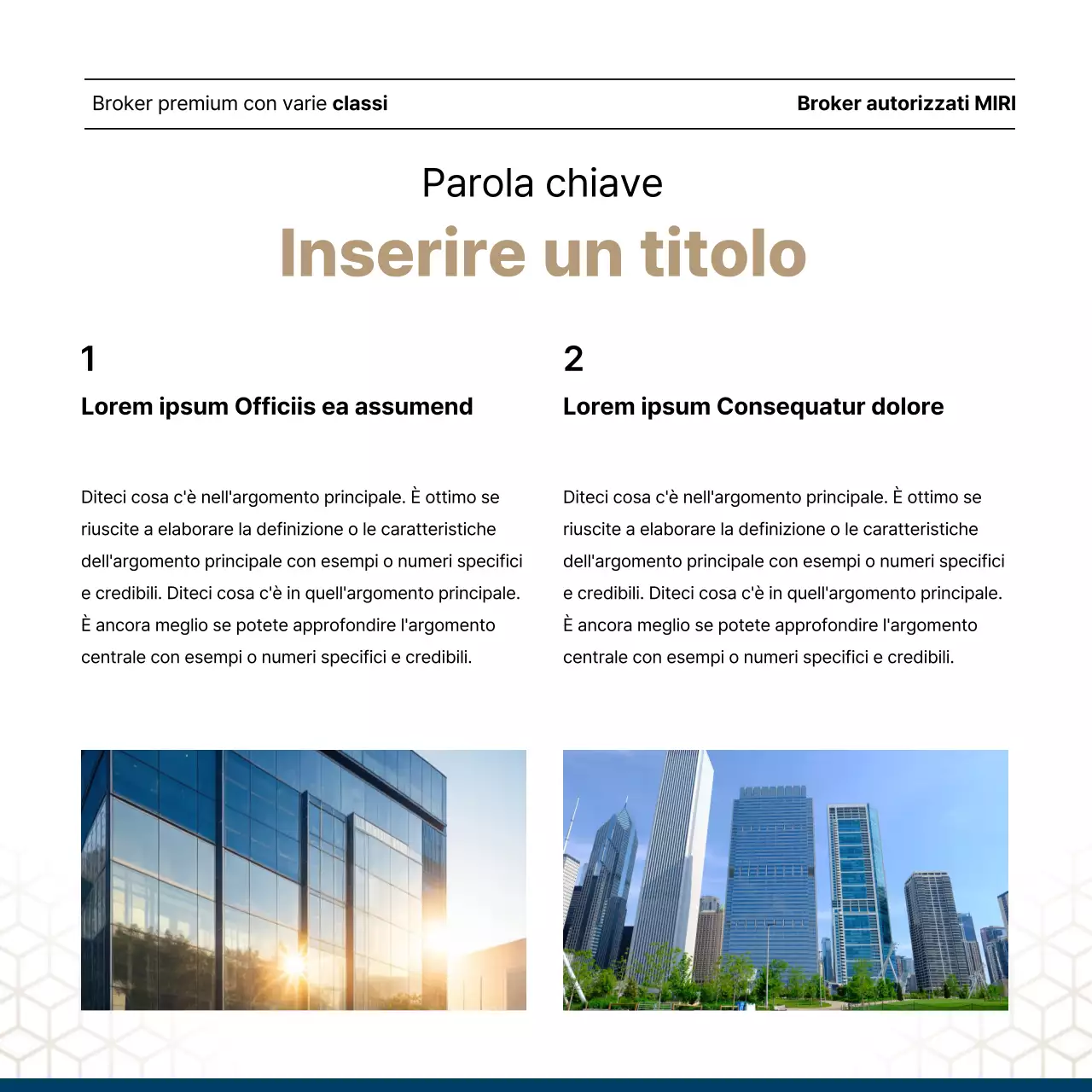 Lussuoso annuncio immobiliare in blu navy e oro di un agente immobiliare.