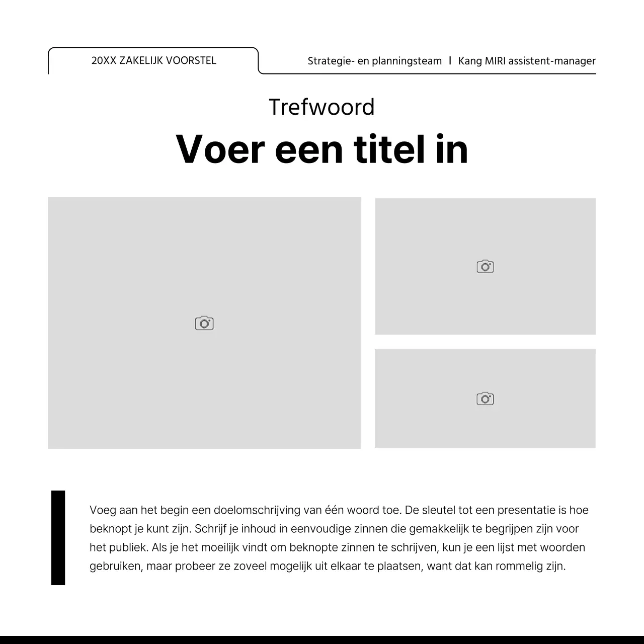 Promoot een lay-outontwerp met veel eenvoudige fotolijsten in wit en zwart