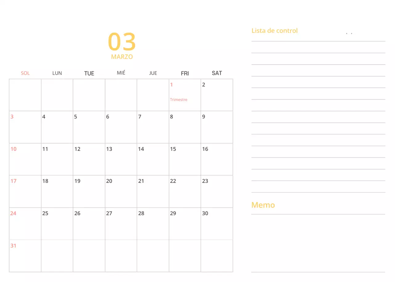 Bonito calendario de sobremesa ilustrado de temática familiar en color verde