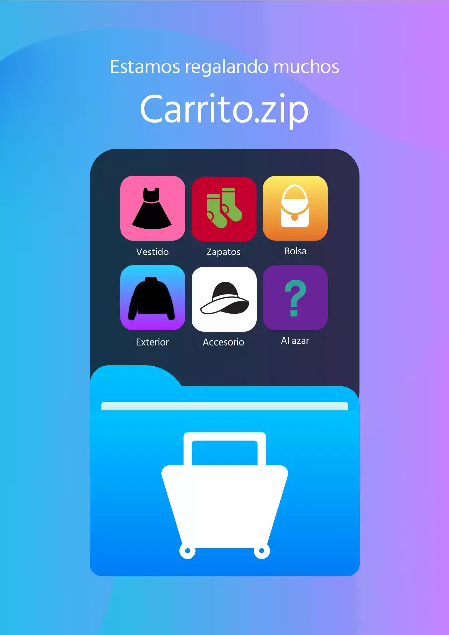 Promueva un moderno sorteo de carritos de la compra en azul y morado