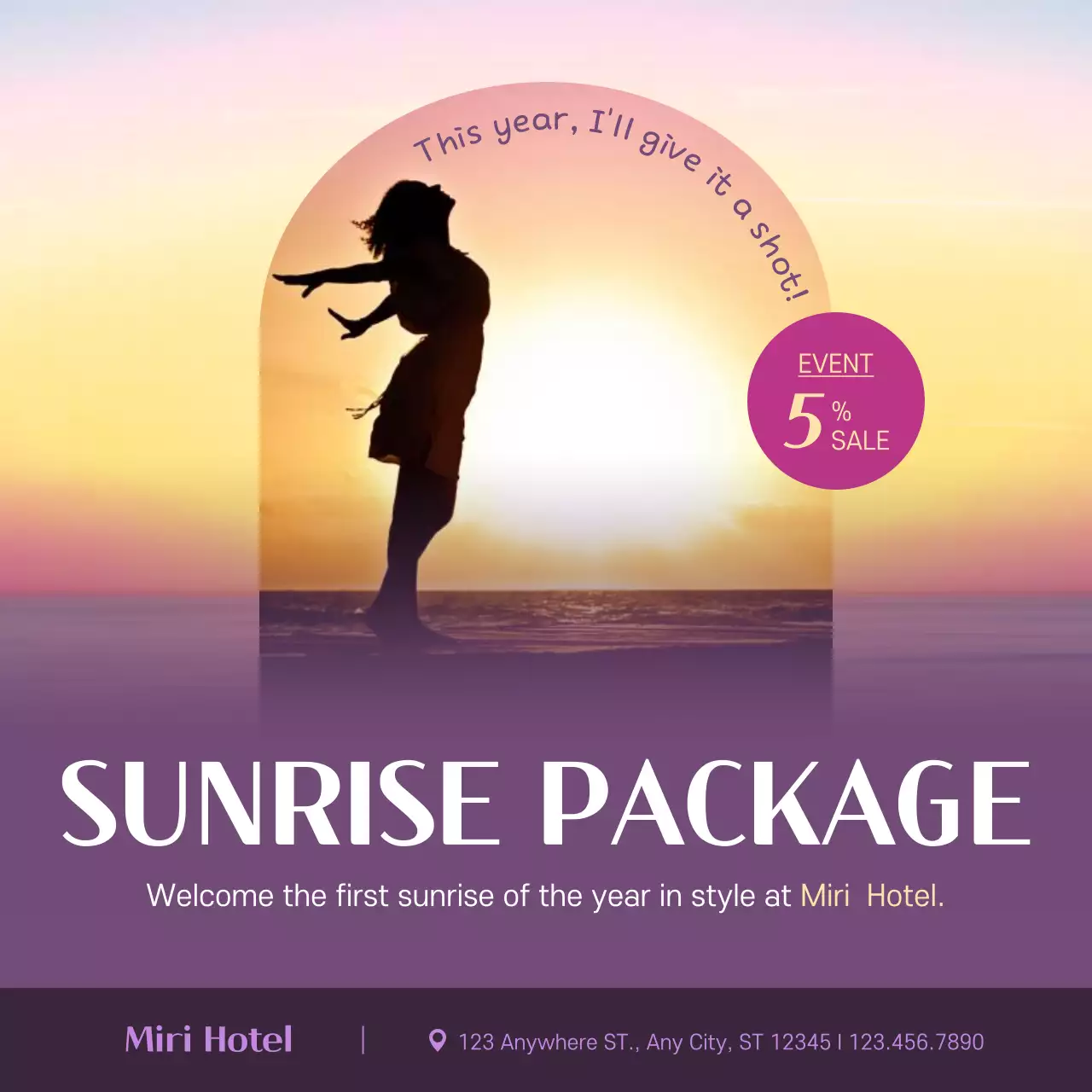 Purple Elegant Sunrise Promotion Social Media Post