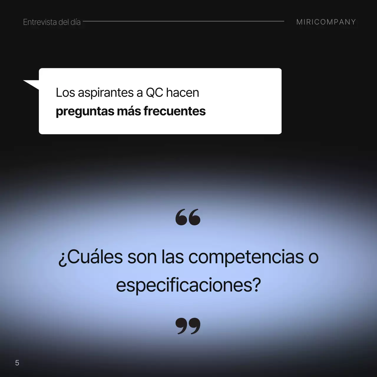 Información minimalista para entrevistas de trabajo en azul claro y negro