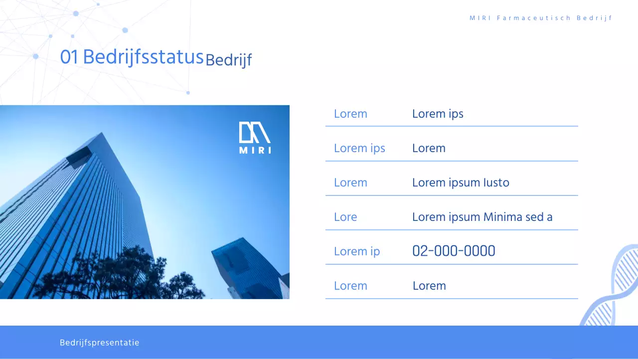 Aanbestedingsvoorstel moderne farmaceutische gezondheidszorg in wit en blauw