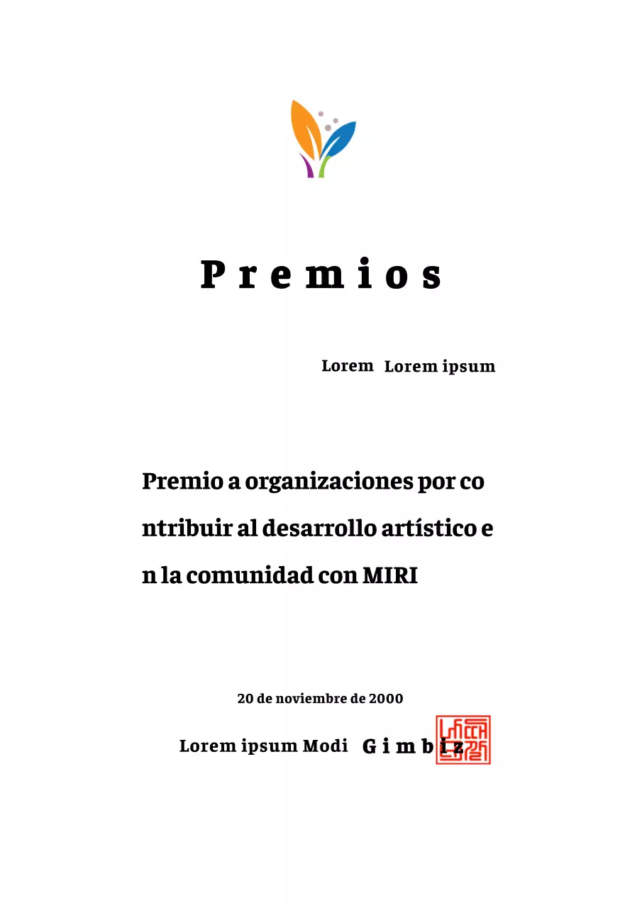 Premio al mérito por el diseño de los colores