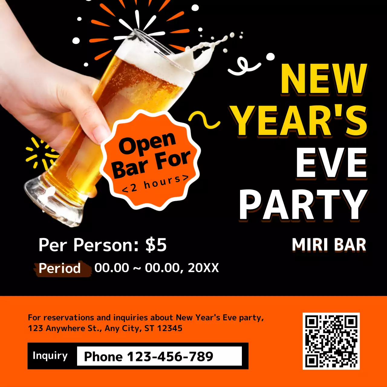 Black Trendy Party Promotion Instagram Post