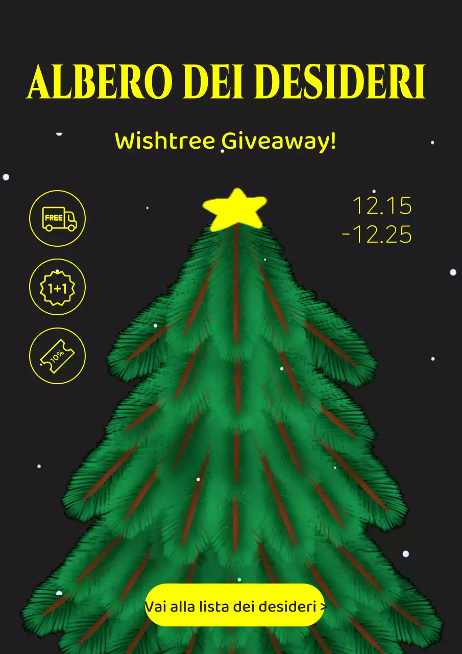 Pubblicità minimalista per i regali di Natale in verde e giallo