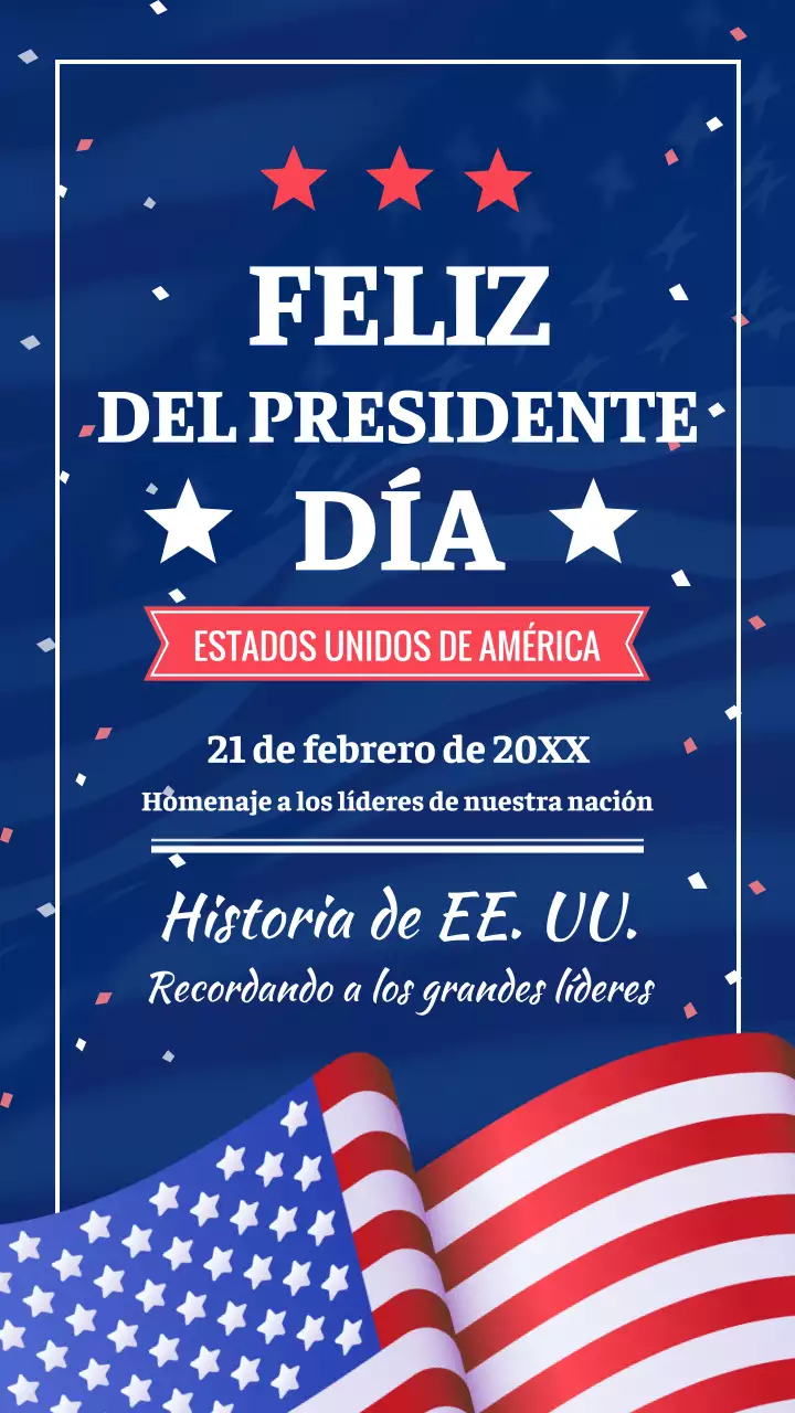 Anuncio clásico azul y rojo del Día del Presidente