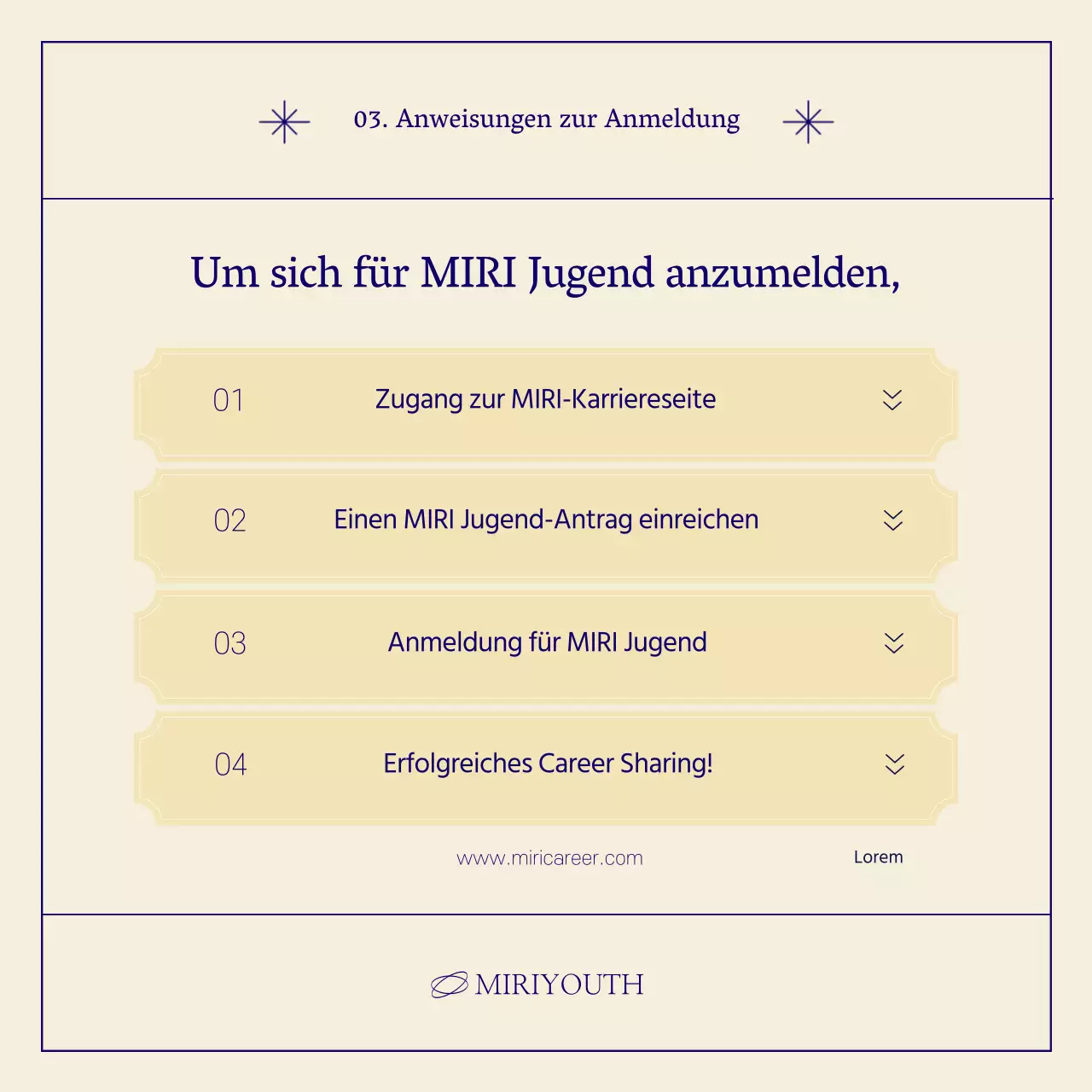 Eine schlichte Rekrutierungsstelle der Gemeinschaft in Marineblau und Beige