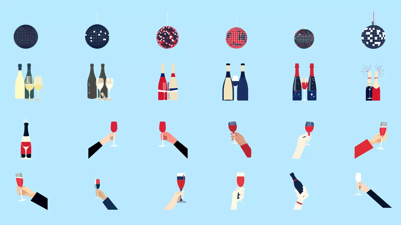 Collezione di elementi per le feste di buon anno