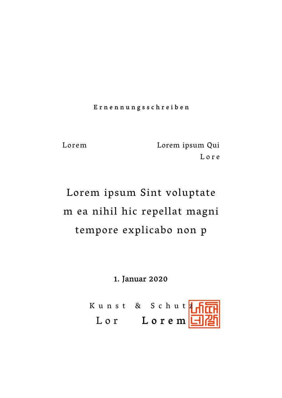 Gestaltung von Ernennungsschreiben