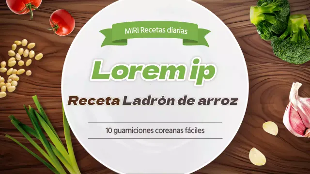 Receta coreana básica de ladrón de arroz de guarnición en colores marrón y verde claro