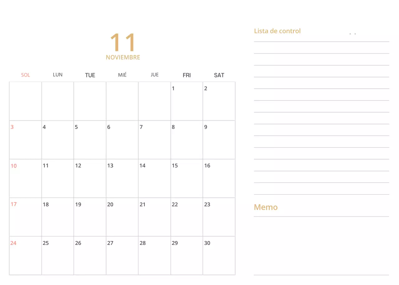 Bonito calendario de sobremesa ilustrado de temática familiar en color verde