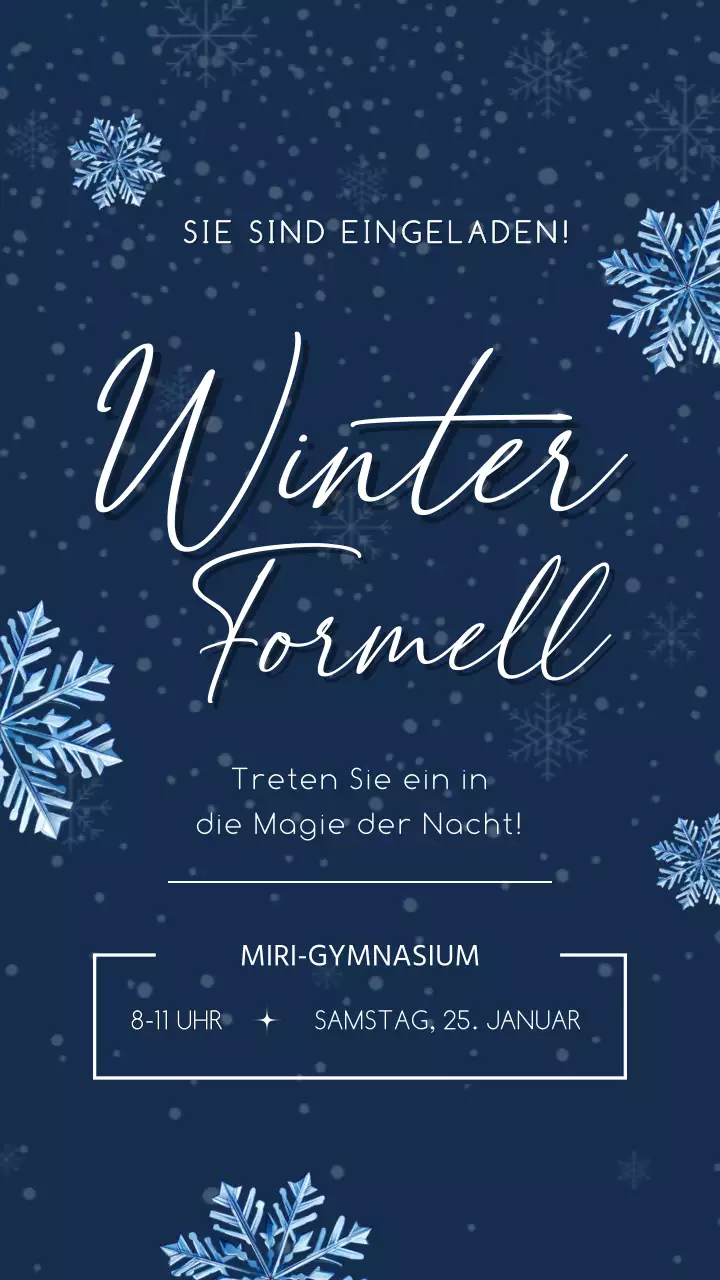 Marineblaue und weiße klassische Winter-Tanzeinladung