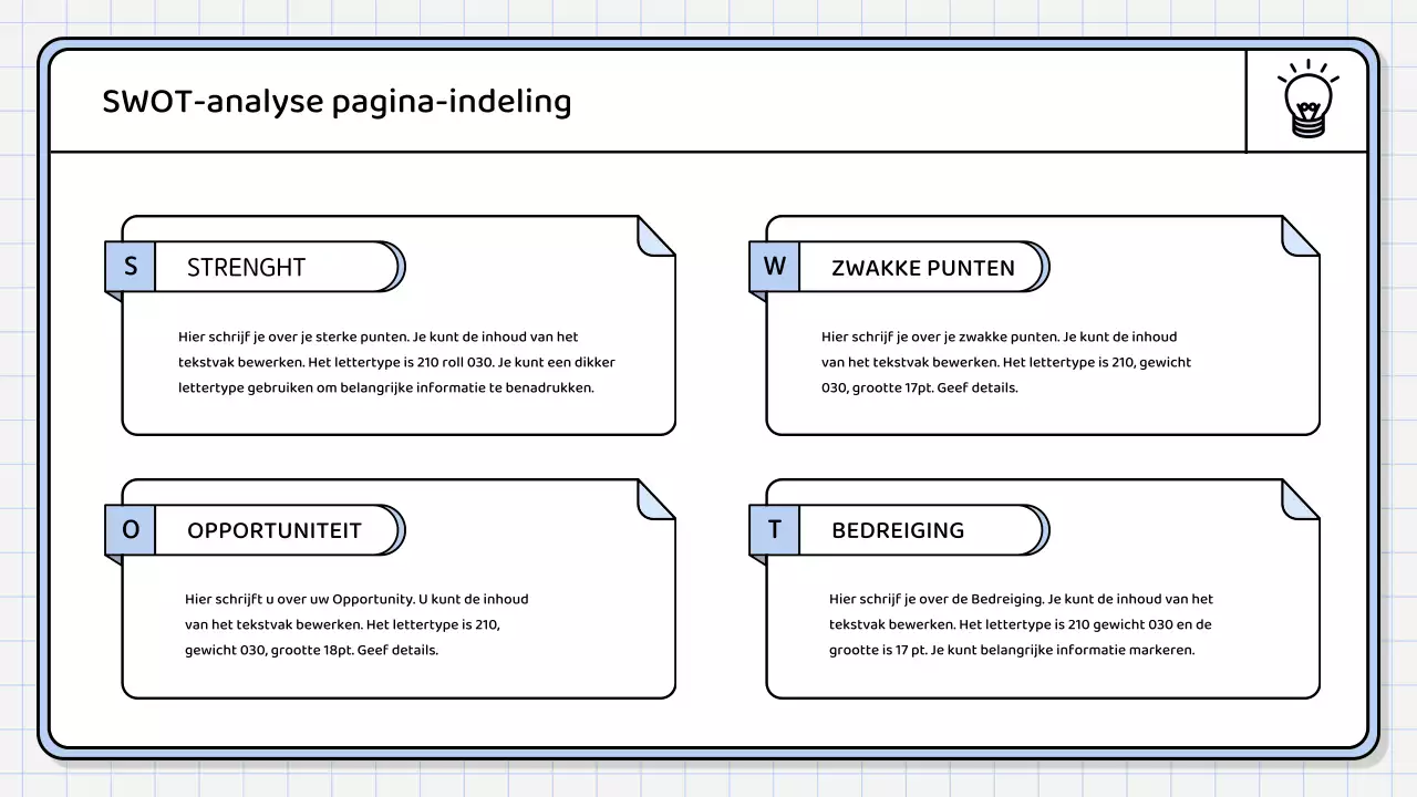Een eenvoudig, lichtblauw samenvattend rapport
