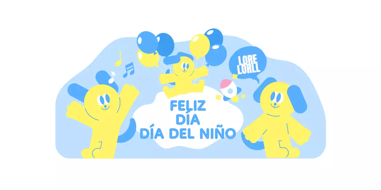 Evento del Día del Niño con coloridos y simpáticos personajes sobre zancos