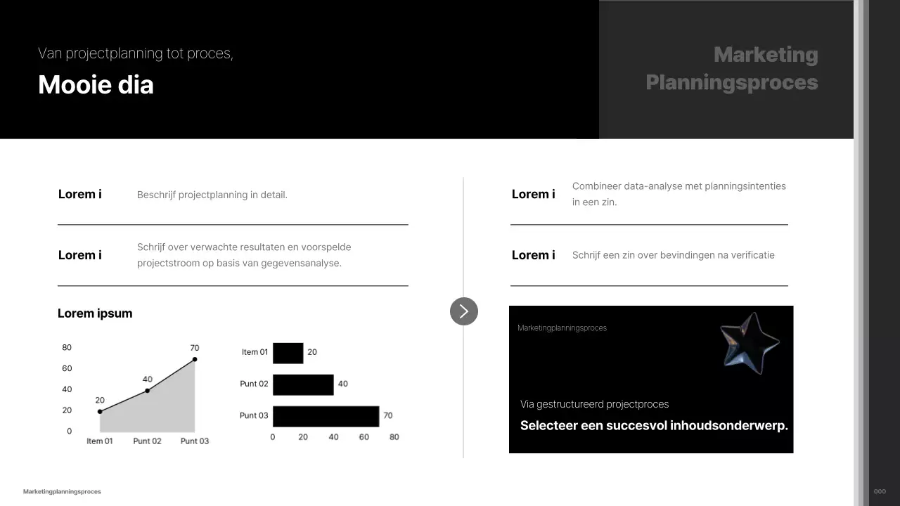 Minimalistische zwart-wit carrière marketeer portfolio