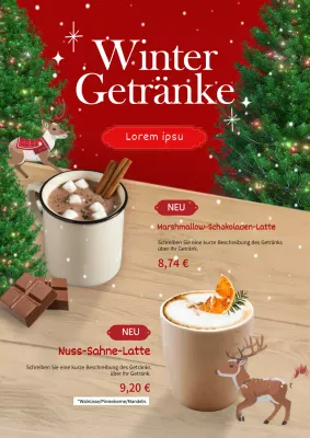 Förderung von roten Luxus-Café-Wintergetränken