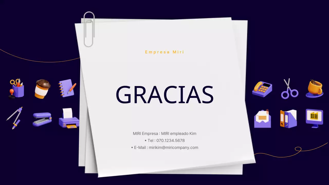 Un sencillo informe empresarial de oficinista en morado y amarillo