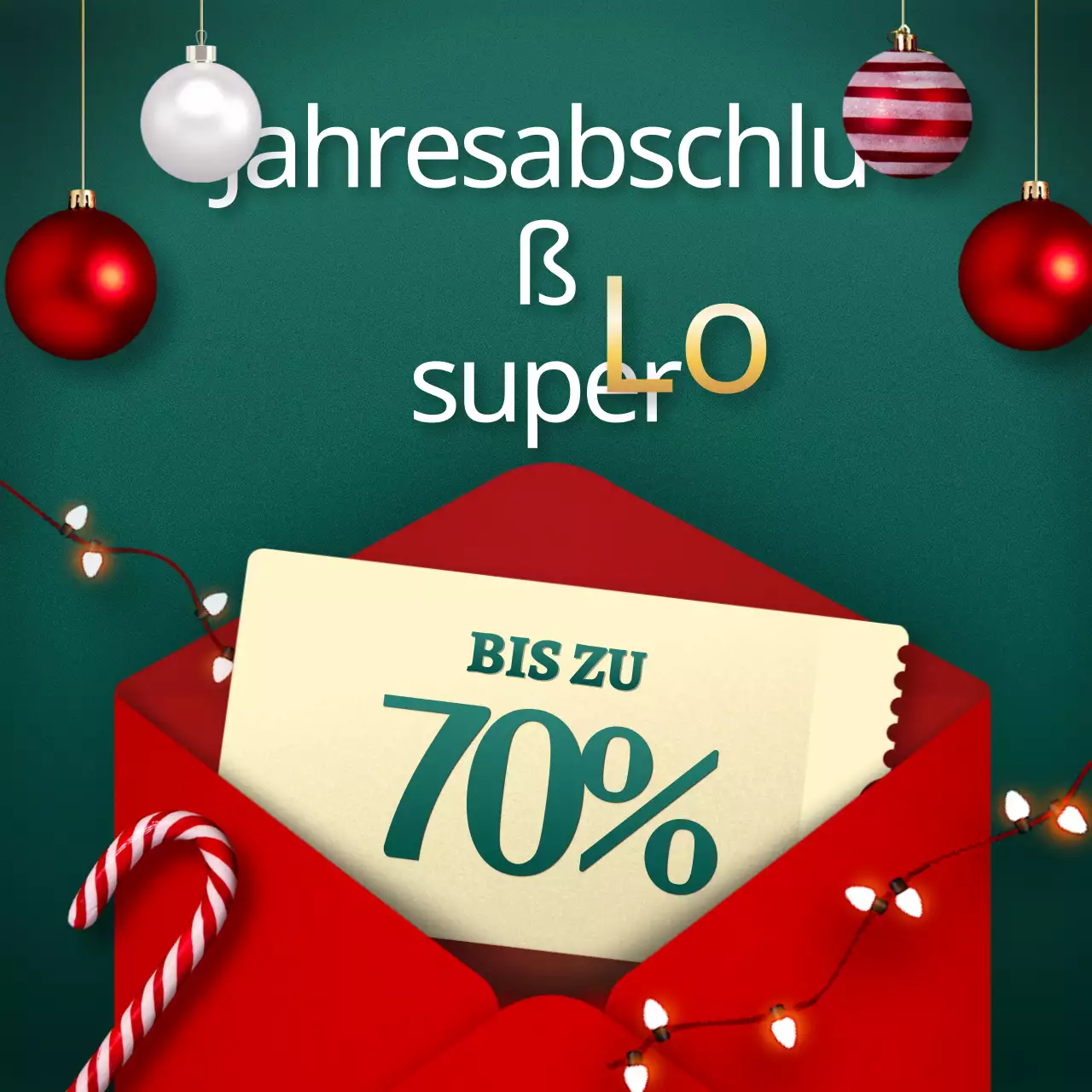 Werben Sie für ein luxuriöses, festliches Weihnachtsvorlagenpaket in Grün und Rot