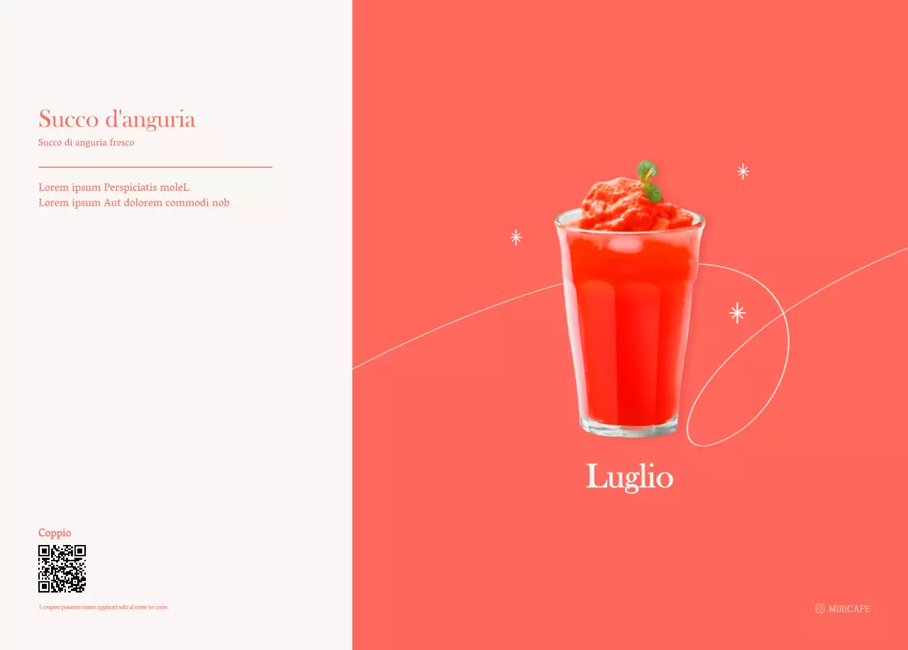 Calendario dei bar con i consigli per le bevande del mese